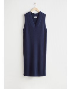 Sleeveless Midi Knit Dress Dark Blue