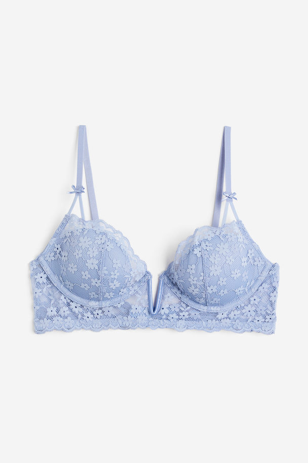 H&M Padded Underwired Lace Bra Light Blue