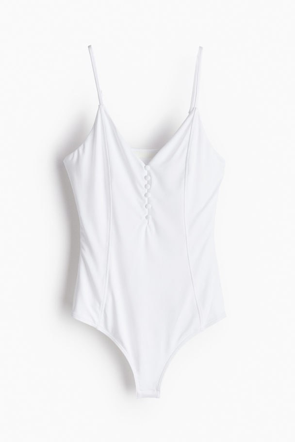 H&M Stringbody Med Knapping Hvit