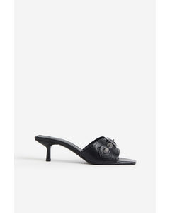 Studded Heeled Sandals Black