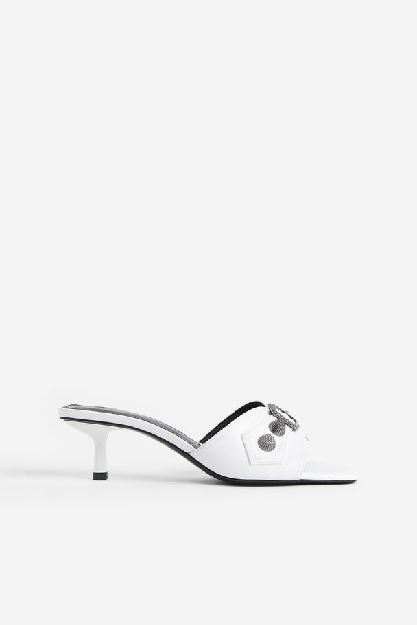 H&M Studded Heeled Sandals White