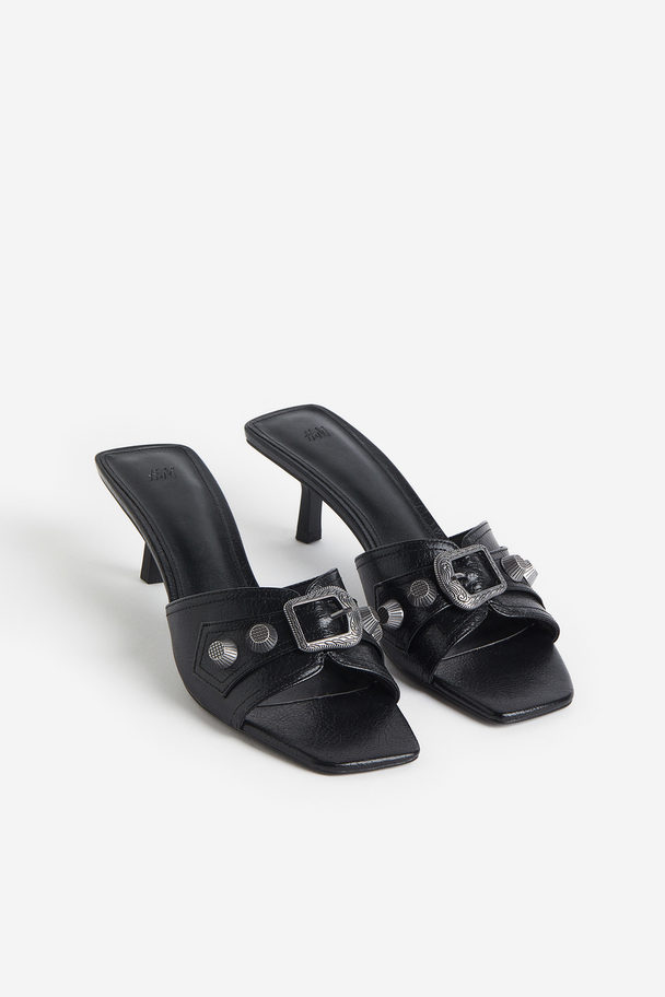 H&M Studded Heeled Sandals Black