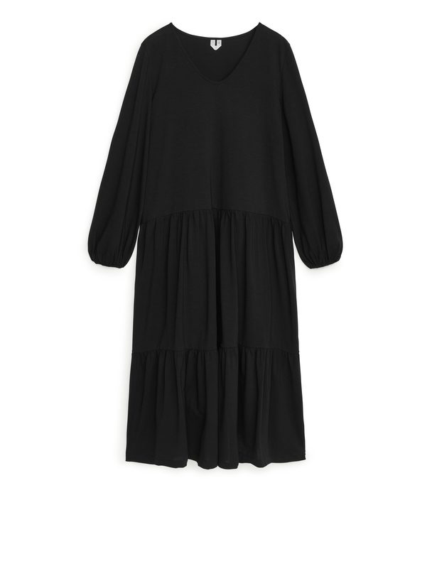 ARKET Gathered Cotton Dress Black