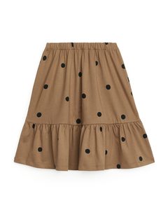 Jersey Frill Skirt Dark Beige/black