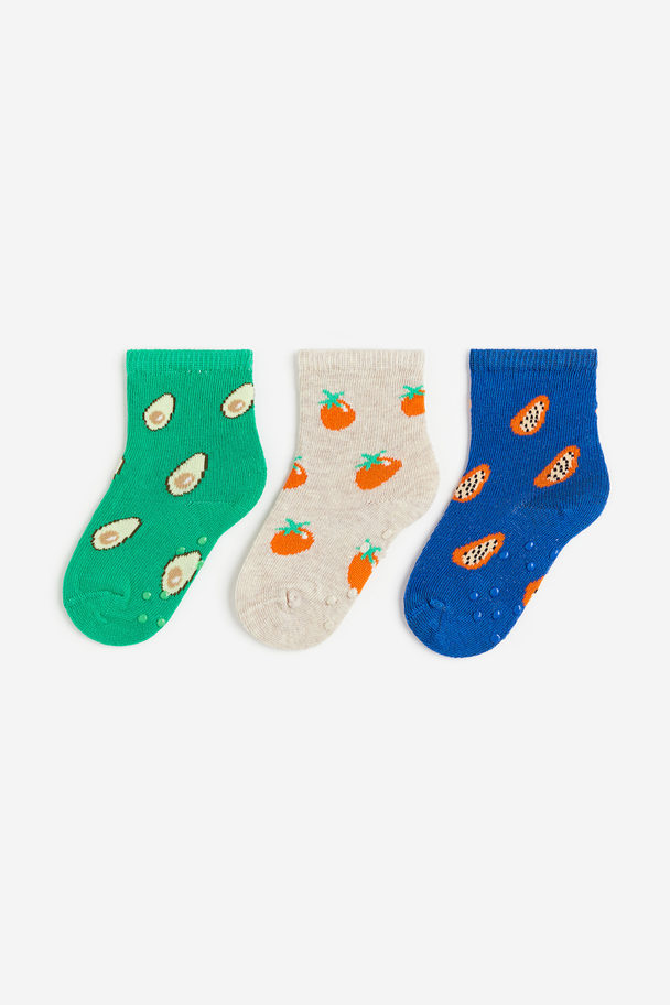 H&M 3-pack Anti-slip Socks Bright Green/avocados