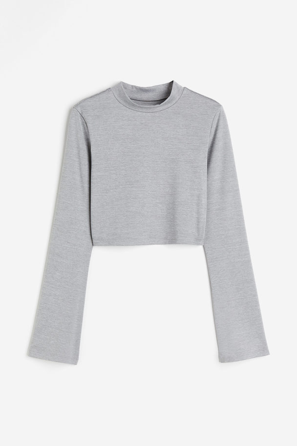 H&M Softmove™ Cropped Sports Top Light Grey Marl