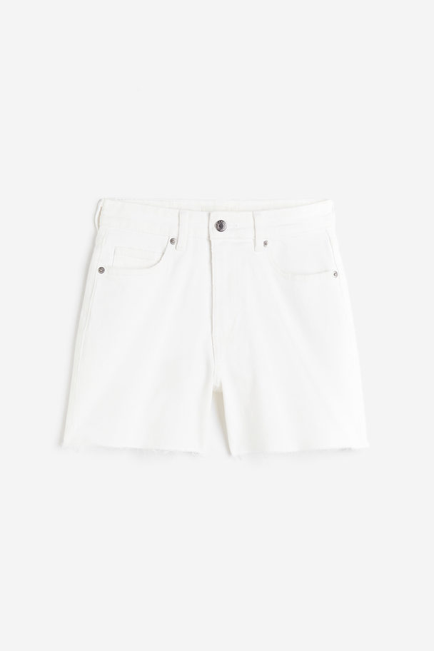 H&M Hohe Denim-Shorts Weiß