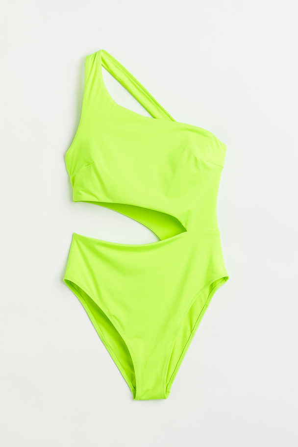 H&M One-Shoulder-Badeanzug Neongrün