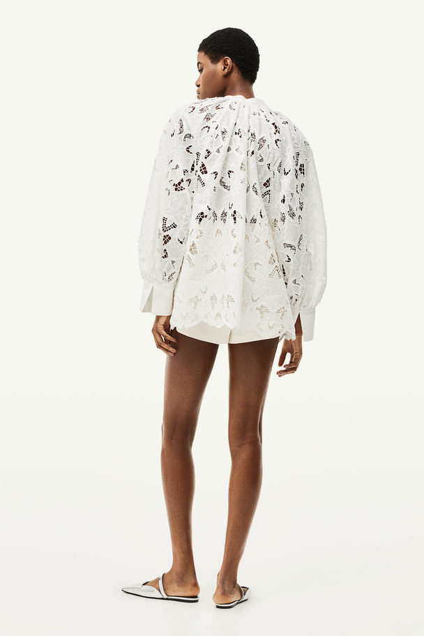 H&M Blouse Met Broderie Anglaise Wit