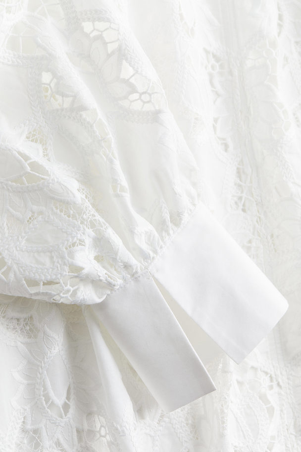 H&M Blouse Met Broderie Anglaise Wit