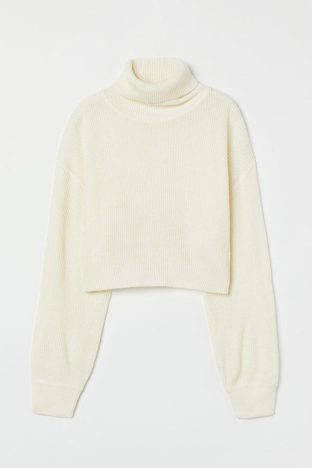 H&M Kurzer Rollkragenpullover Weiß