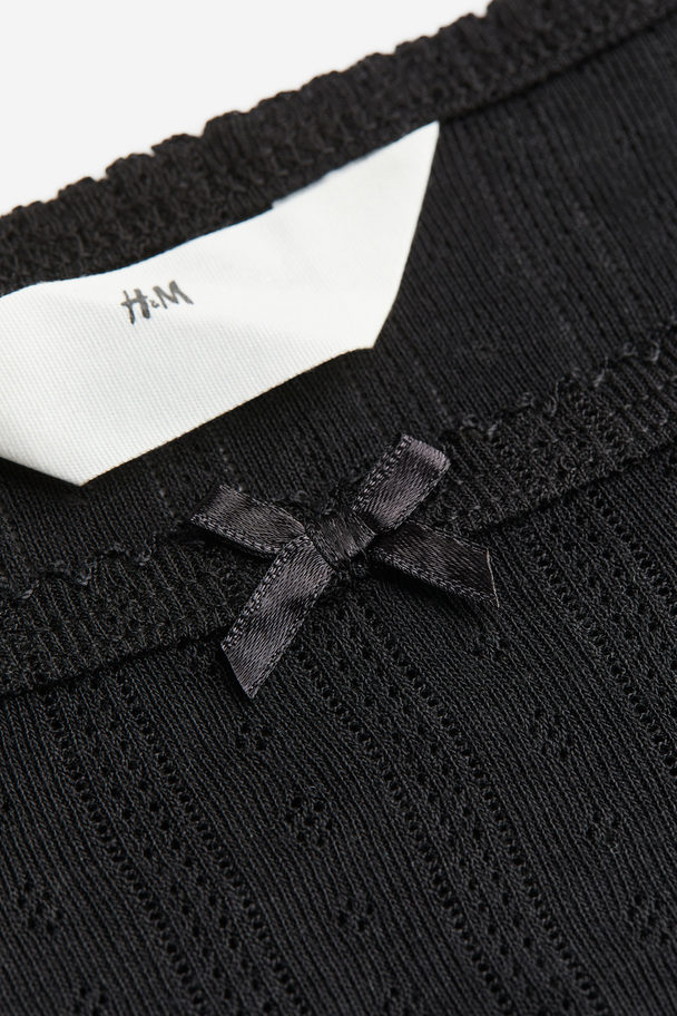 H&M Pointelle Jersey Top Black
