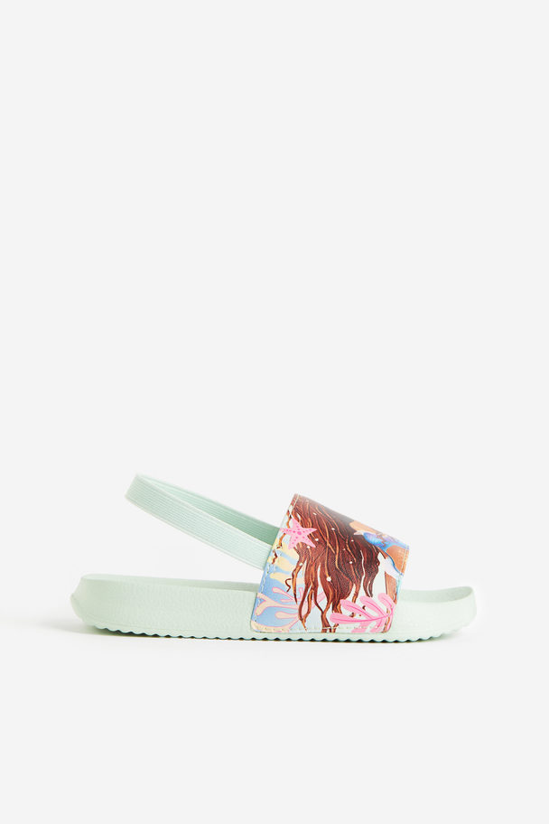 H&M Printed Pool Shoes Light Green/the Little Mermaid