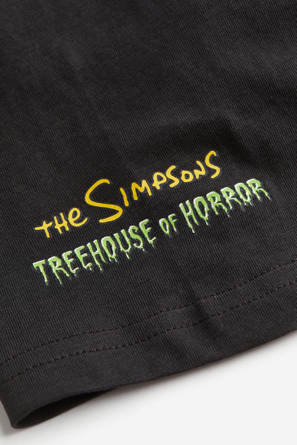 H&M T-Shirt mit Print Schwarz/Die Simpsons
