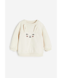 Sweatshirt aus Baumwolle Hellbeige/Kaninchen