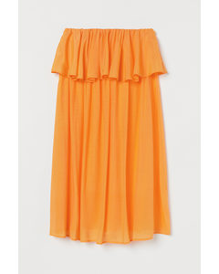 Strandklänning Med Volang Orange