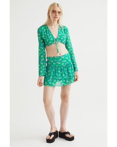 Tiered Mesh Skirt Green/butterflies