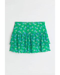 Tiered Mesh Skirt Green/butterflies