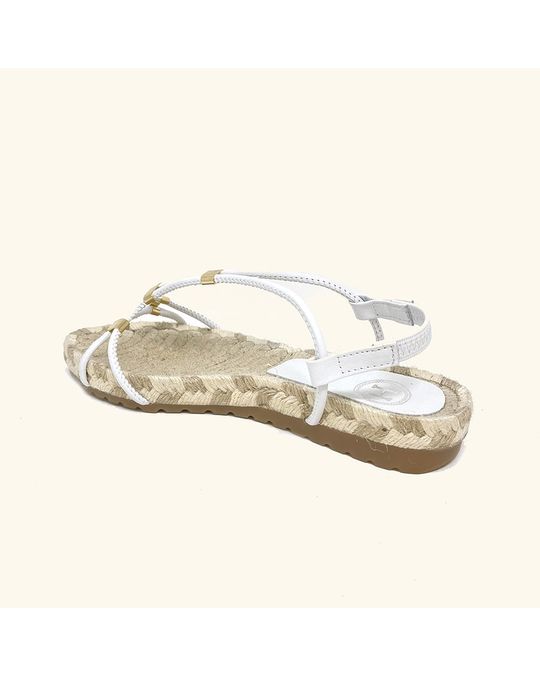 Hanks Cafelonia White Leather Flat Sandals