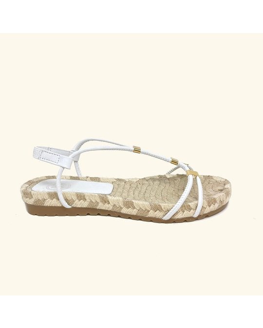 Hanks Cafelonia White Leather Flat Sandals