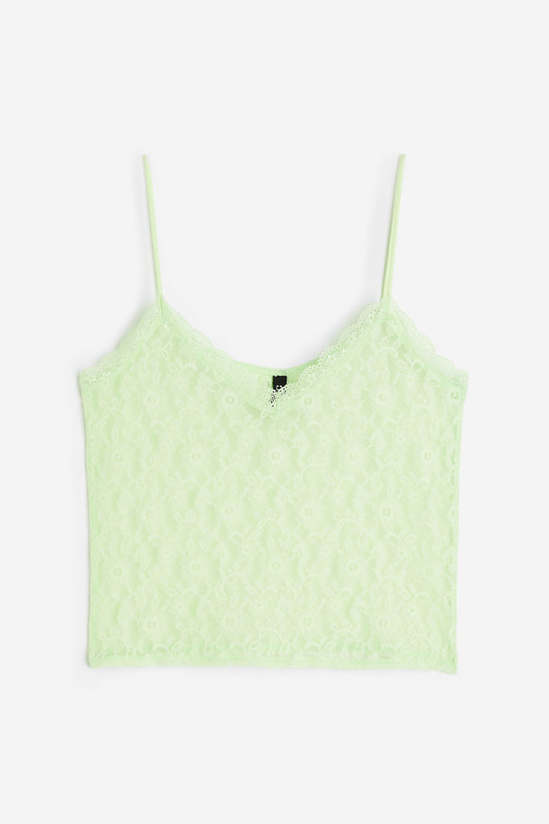 H&M Sheer Lace Strappy Top Light Green