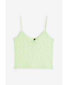 Sheer Lace Strappy Top Light Green