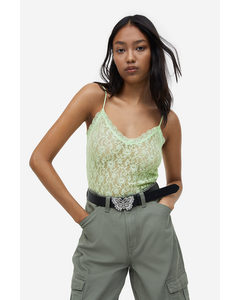 Sheer Lace Strappy Top Light Green