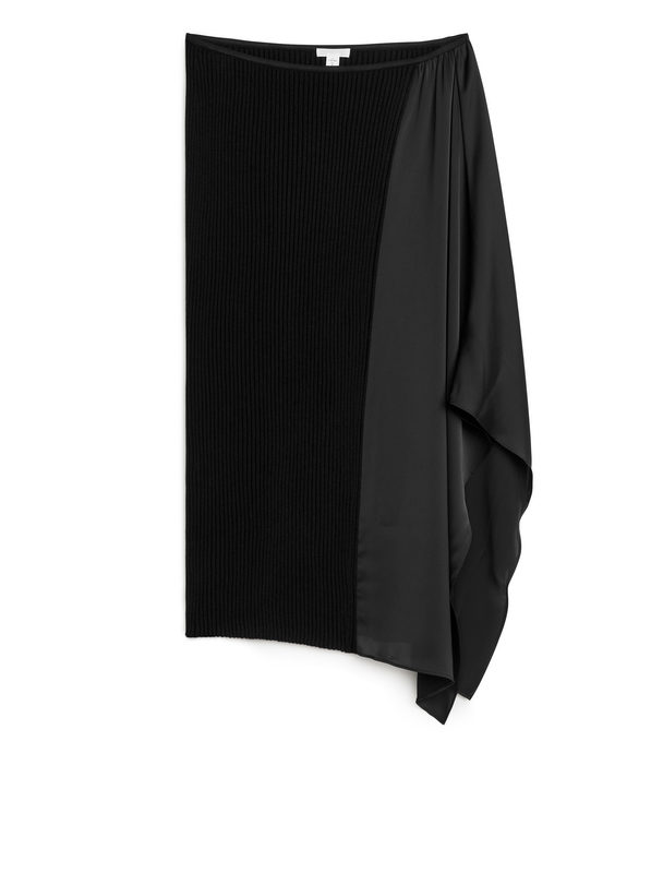 ARKET Draped Wool Blend Skirt Black