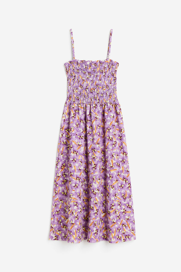 H&M Smock-topped Dress Light Purple/floral