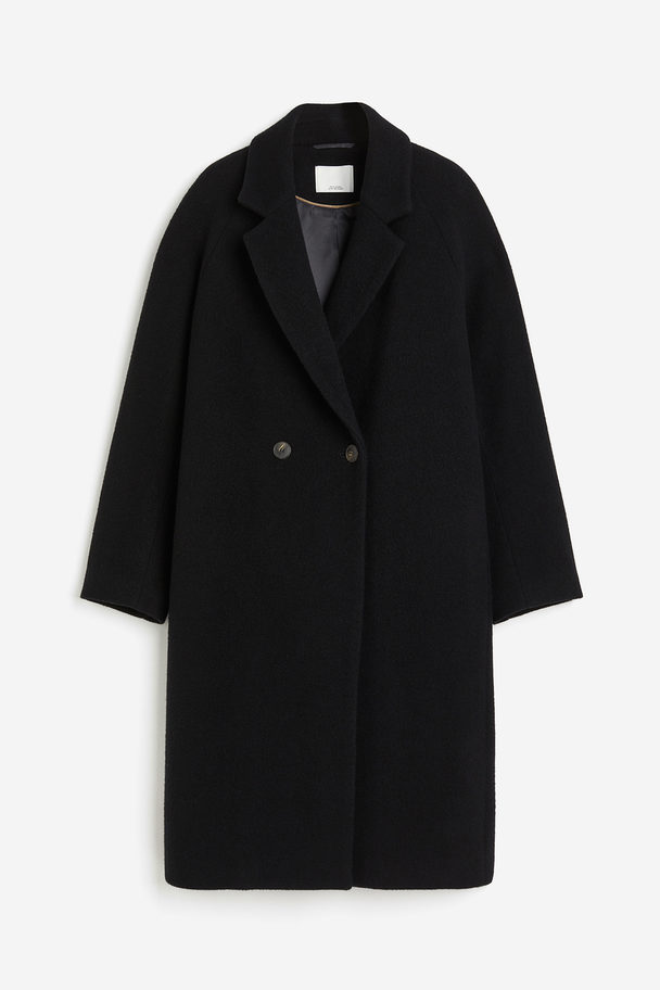 H&M Zweireihiger Mantel aus Wollmix Schwarz