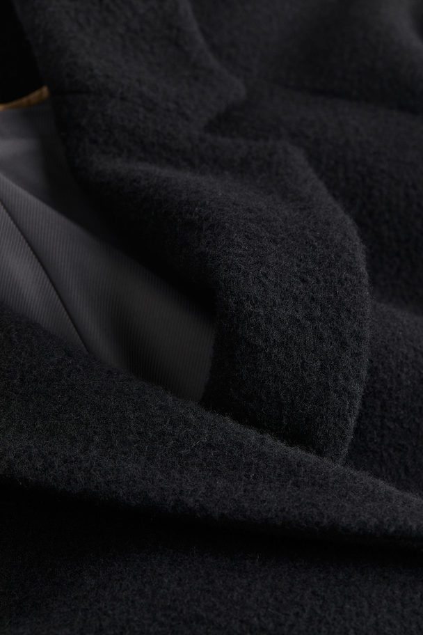 H&M Zweireihiger Mantel aus Wollmix Schwarz