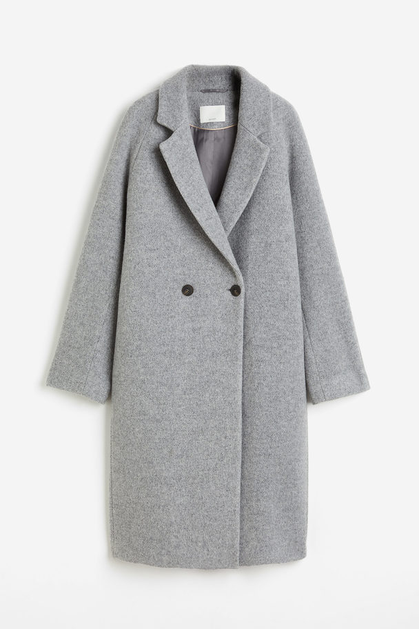 H&M Zweireihiger Mantel aus Wollmix Hellgrau