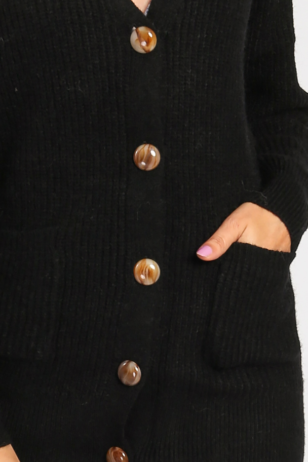 William de Faye Long Buttoned Cardigan And Fancy Knitting