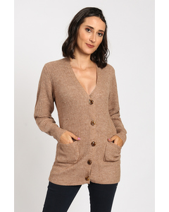 Long Buttoned Cardigan And Fancy Knitting