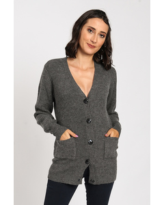 Long Buttoned Cardigan And Fancy Knitting