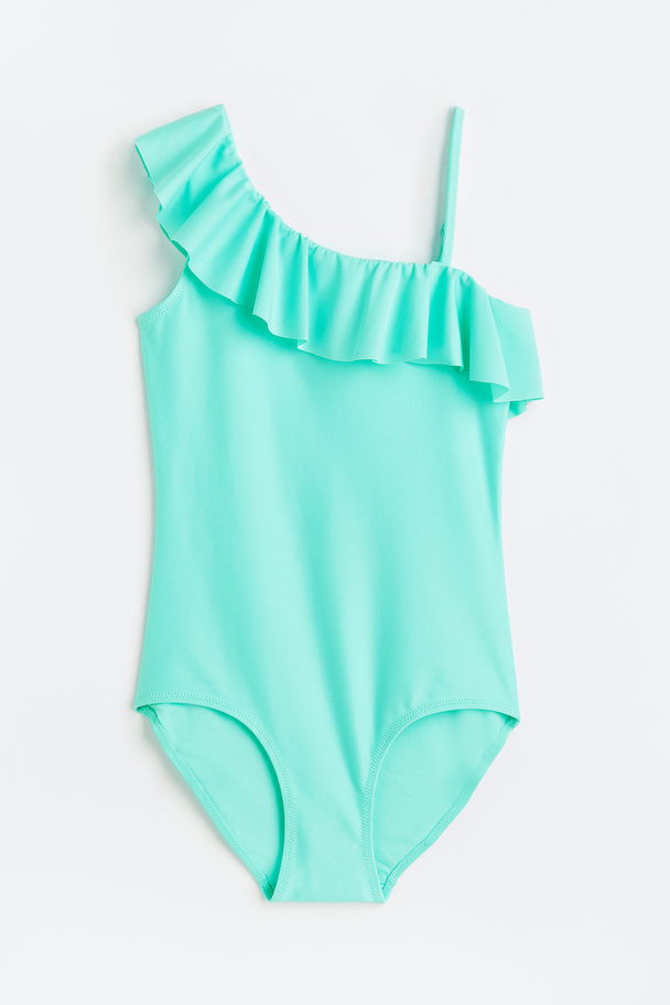 H&M One-shoulder Swimsuit Turquoise