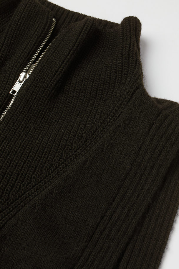 H&M Knitted Zip-up Collar Black