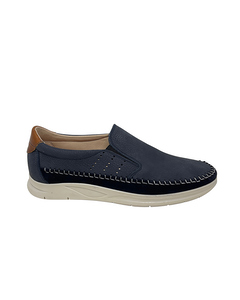 Sam Blue Leather And Suede Moccassins