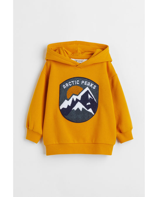 H&M Printed Hoodie Yellow/arctic Peaks