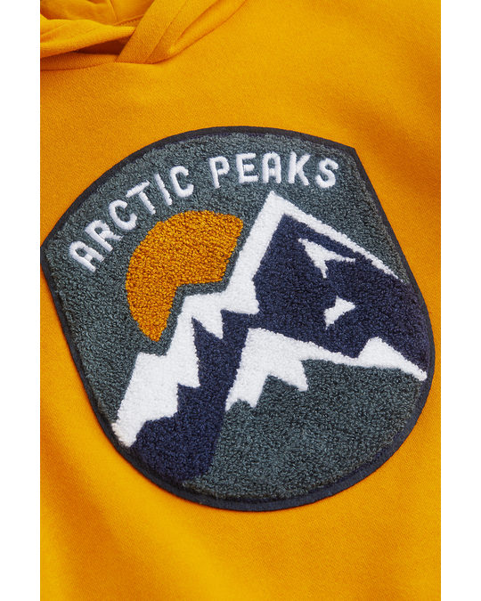H&M Printed Hoodie Yellow/arctic Peaks