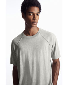 Knitted Cashmere-blend T-shirt Grey Mélange