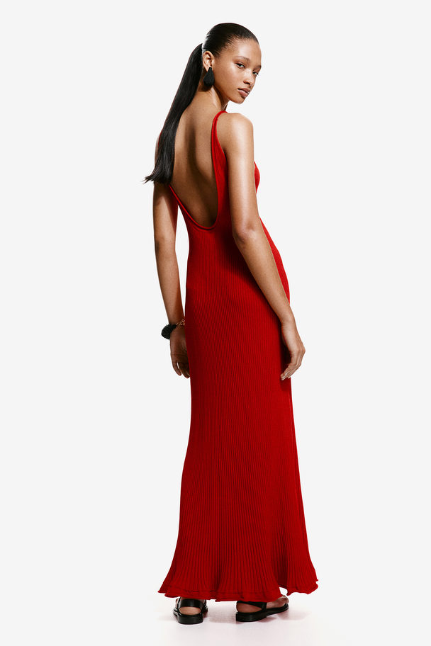 H&M Rib-knit Maxi Dress Bright Red