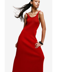 Rib-knit Maxi Dress Bright Red