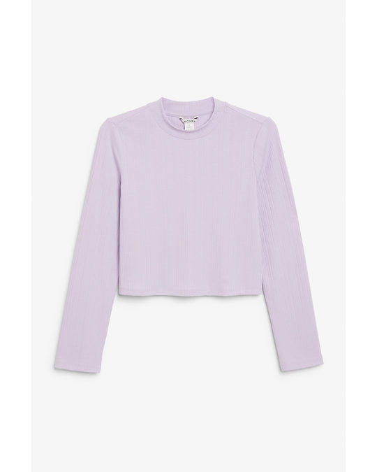 Monki Fitted Ribbed Top Light Lavender