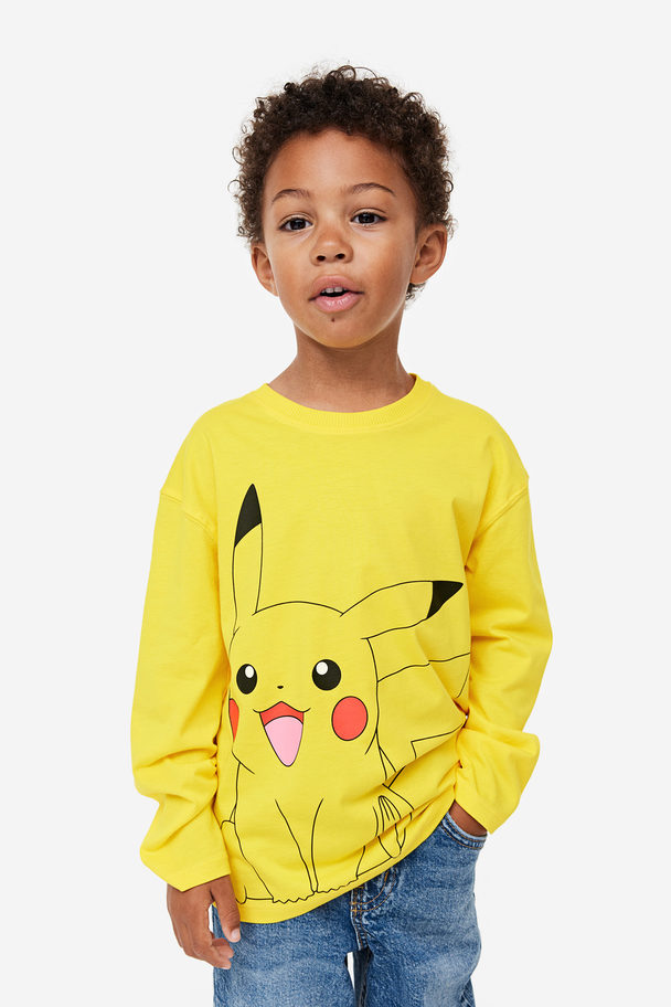 H&M 4-pack Long-sleeved Printed Tops Yellow/pokémon