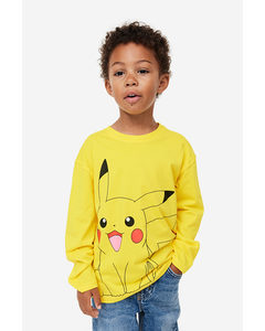 4-pack Long-sleeved Printed Tops Yellow/pokémon