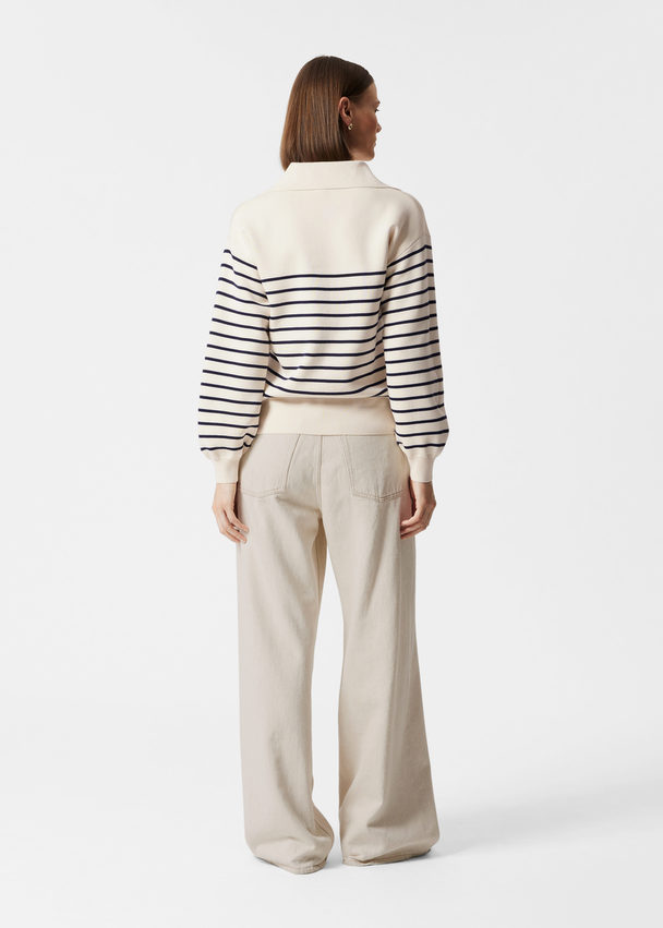 & Other Stories Relaxed Collared Sweater White Stripes