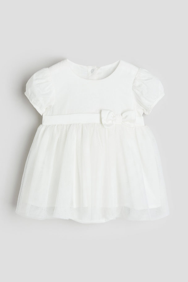 H&M Tulle-skirt Bodysuit Dress White