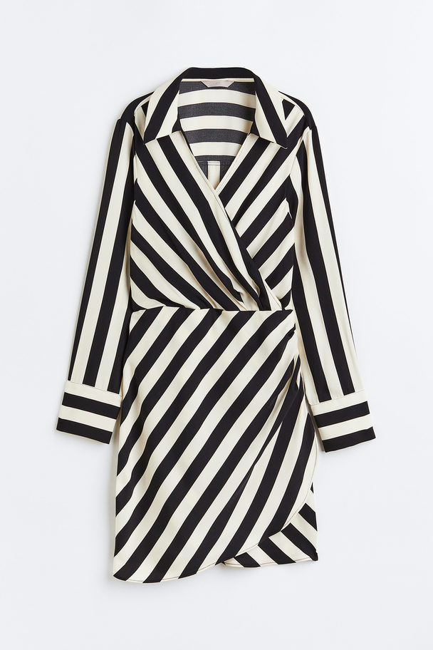 H&M Wrap Dress Cream/striped