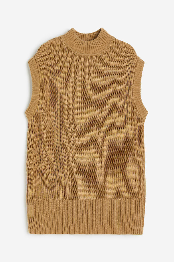 H&M Rib-knit Sweater Vest Dark Beige